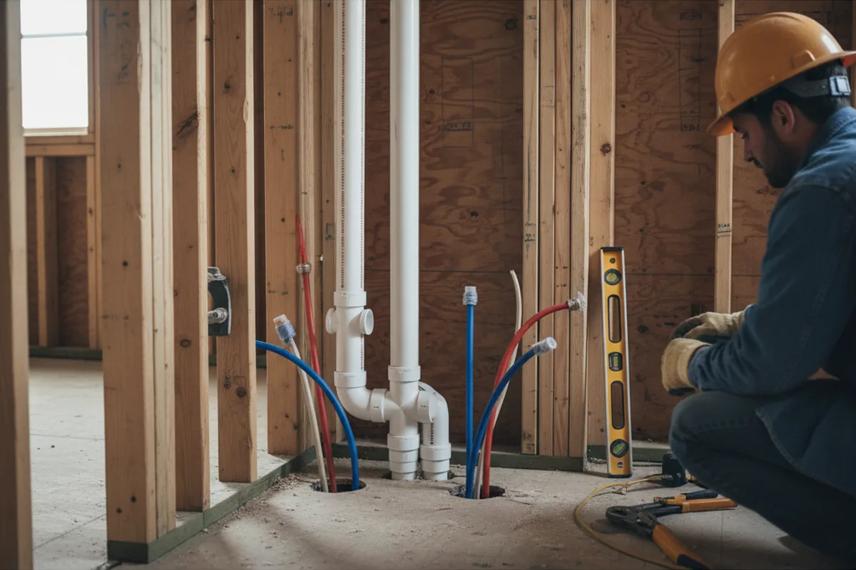 Drain and supply rough-in during Leak Detection in Grayson